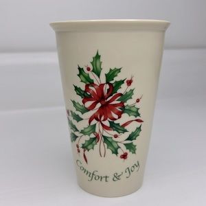 Lenox 🎄 Comfort & Joy Christmas Holiday Double Walled Ceramic To Go Coffee Mug